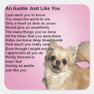 Chihuahua Auntie Gedicht Quadratischer Aufkleber