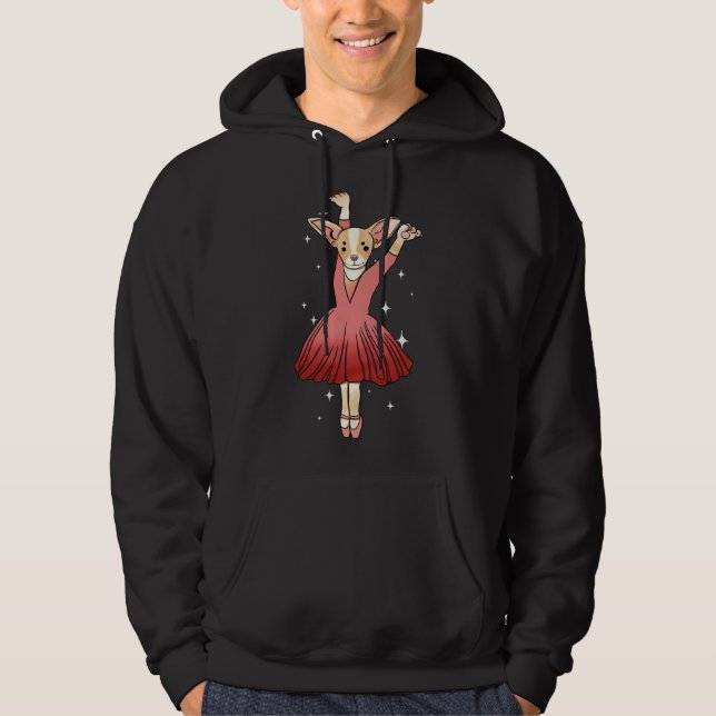 Chihuahua Ballerina Niedliches Tan Weiß und Rosa T Hoodie (Vorderseite)