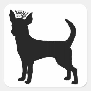 Chihuahua Basic Black Crown Silhouette Quadratischer Aufkleber