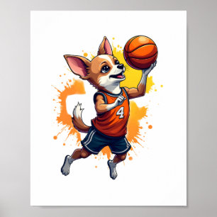 Chihuahua Basketballspieler Sport Dunk Kopie Poster