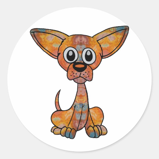Chihuahua Batik Runder Aufkleber (Vorderseite)