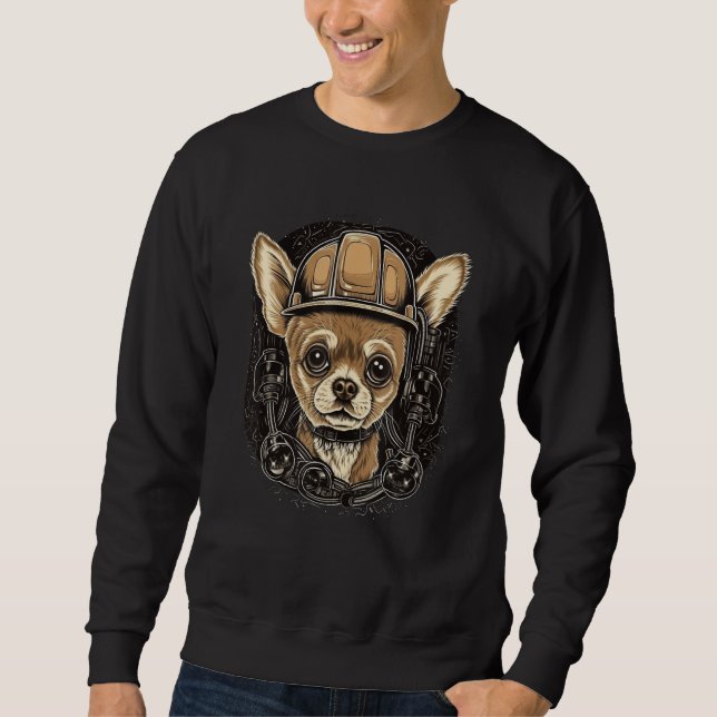 Chihuahua Bauarbeiter Bau Bagger Sweatshirt (Vorderseite)