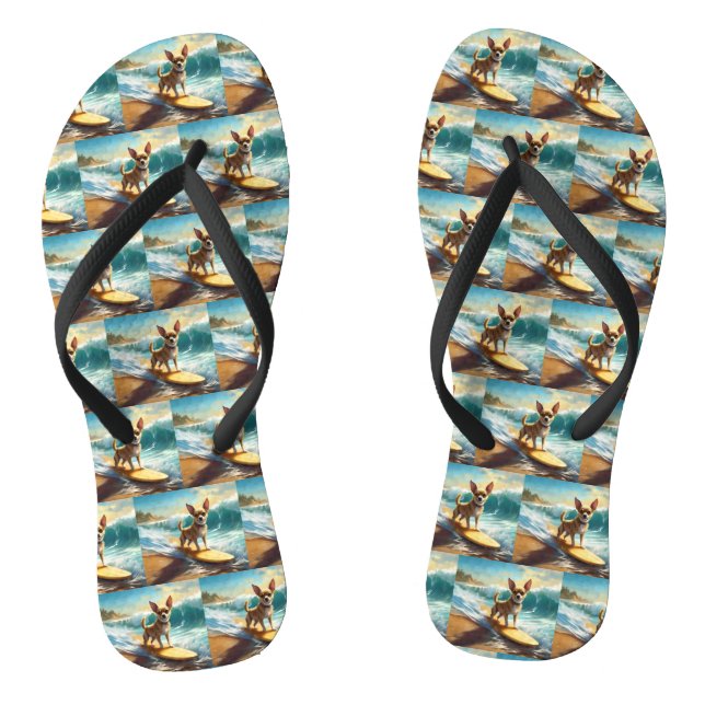 Chihuahua Beach Surfmalerei Flip Flops (Fußbett)