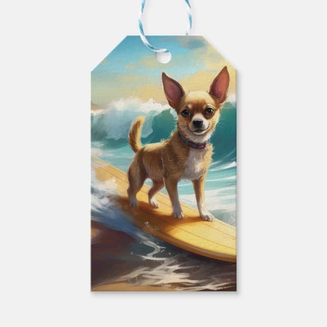 Chihuahua Beach Surfmalerei Geschenkanhänger (Vorderseite)