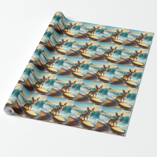 Chihuahua Beach Surfmalerei Geschenkpapier (Ungerollt)