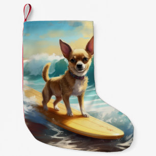 Chihuahua Beach Surfmalerei Kleiner Weihnachtsstrumpf