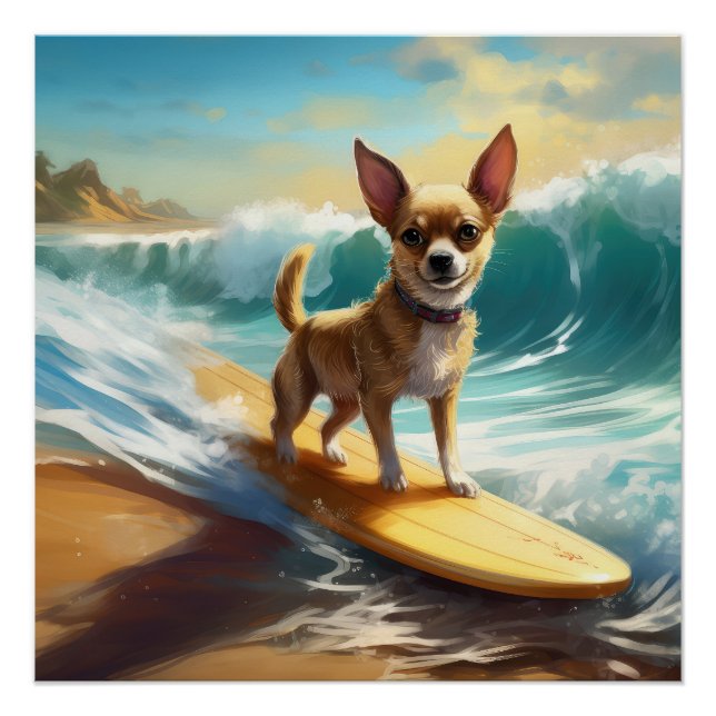 Chihuahua Beach Surfmalerei Poster (Vorderseite)