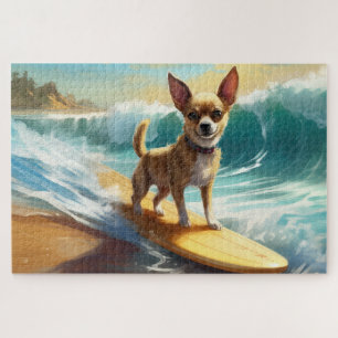 Chihuahua Beach Surfmalerei Puzzle