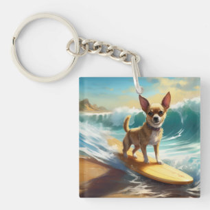 Chihuahua Beach Surfmalerei Schlüsselanhänger