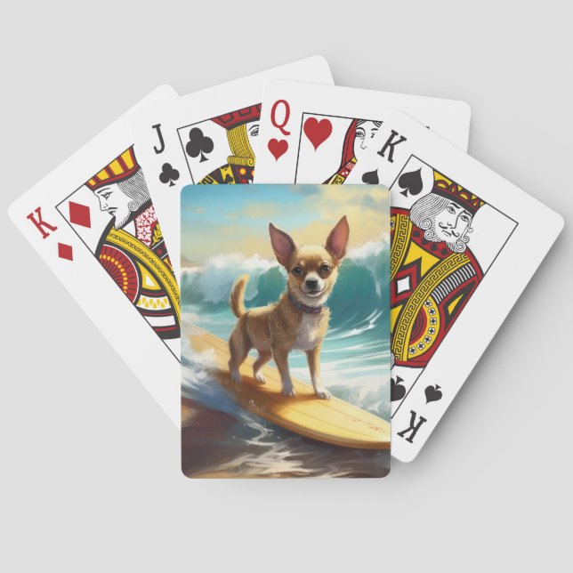 Chihuahua Beach Surfmalerei Spielkarten (Rückseite)