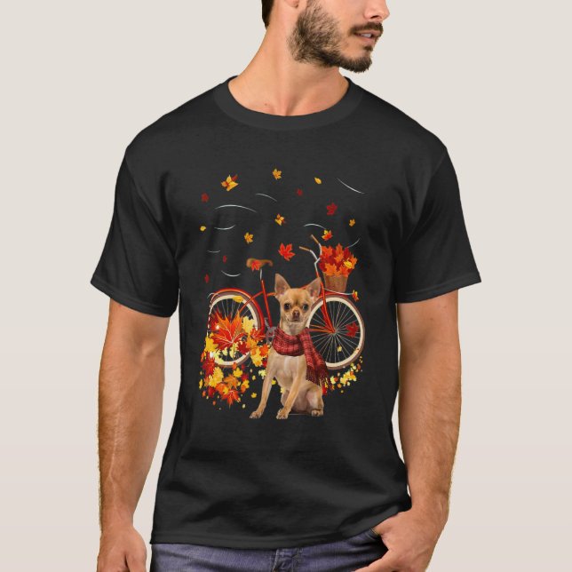 Chihuahua Bike Autumn Dog Leaf Fall  Fall Y'all T-Shirt (Vorderseite)