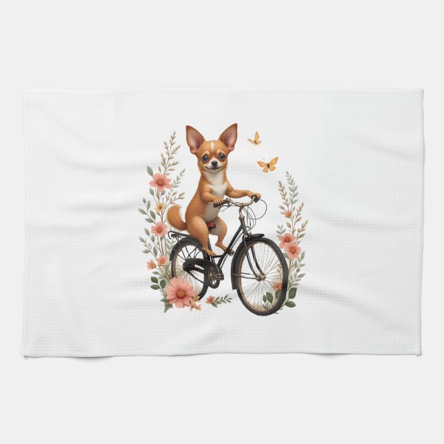 Chihuahua  Bike  Bicycle  Dog  Cycling  Geschirrtuch (Horizontal)