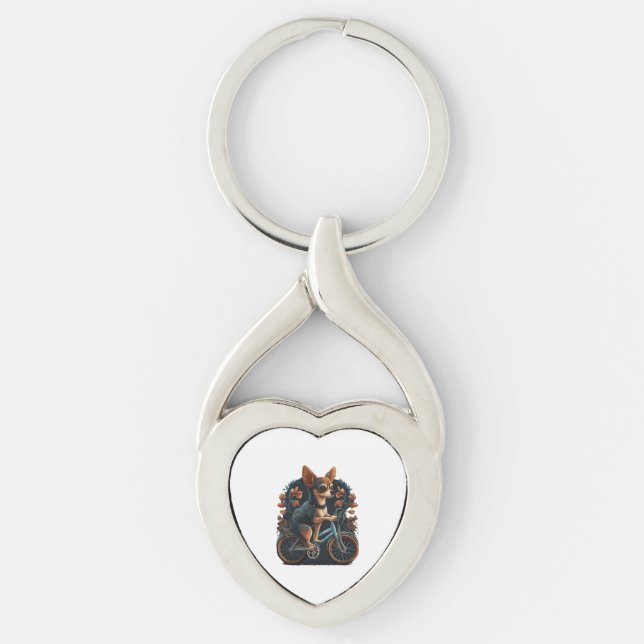 Chihuahua Bike Bicycle Dog Cycling Schlüsselanhänger (Vorderseite)