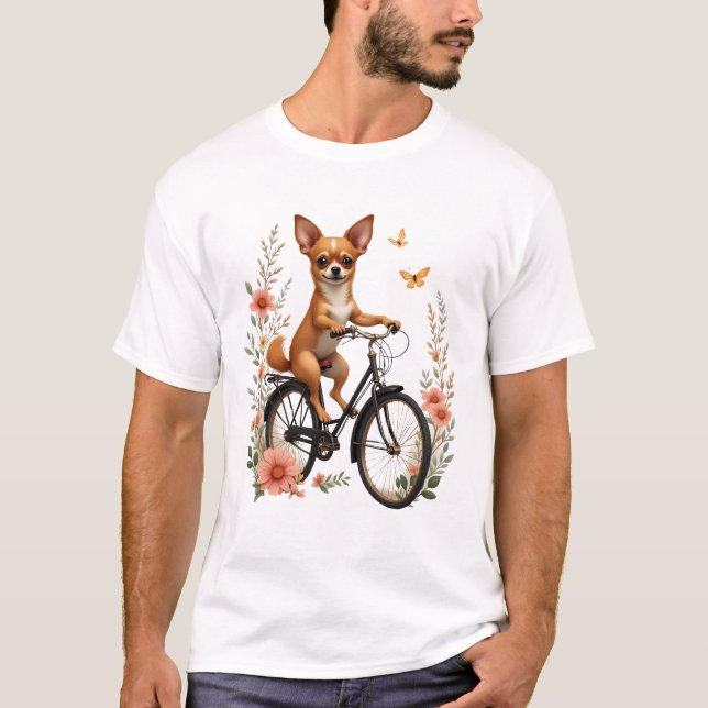 Chihuahua  Bike  Bicycle  Dog  Cycling T-Shirt (Vorderseite)