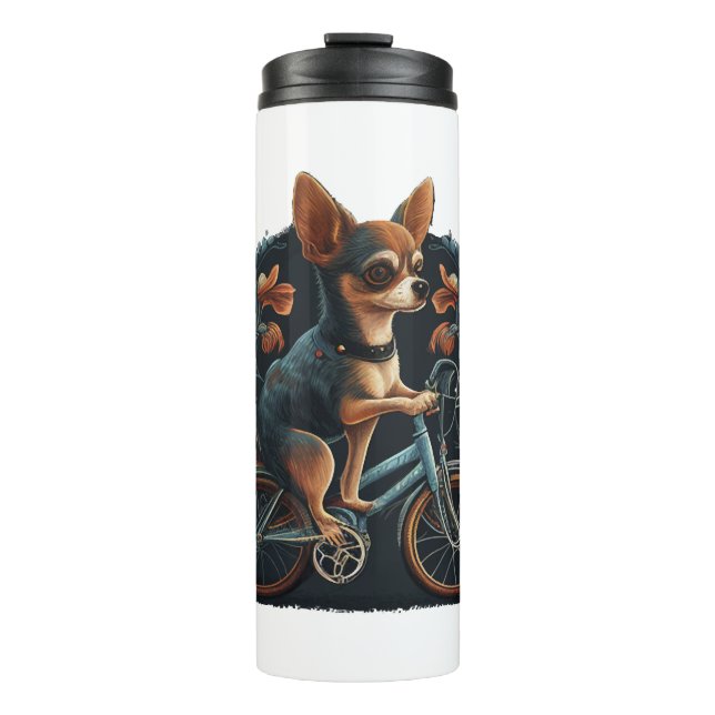 Chihuahua Bike Bicycle Dog Cycling Thermosbecher (Vorderseite)