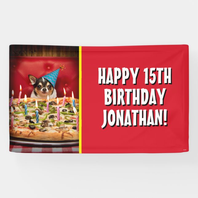 Chihuahua Birthday Pizza Pizza Banner (Horizontal)