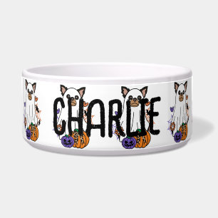 Chihuahua Black Halloween Ghost Dog Napf