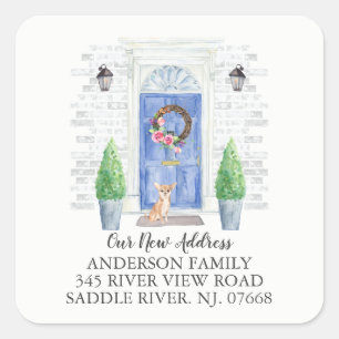 Chihuahua Blue Door New Address Label Aufkleber