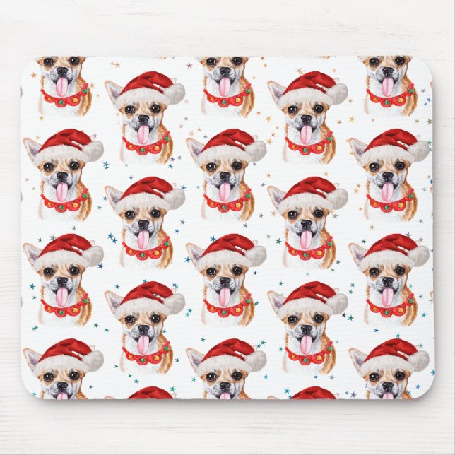 Chihuahua Breed Watercolor Dog Muster Weihnachten Mousepad (Vorne)