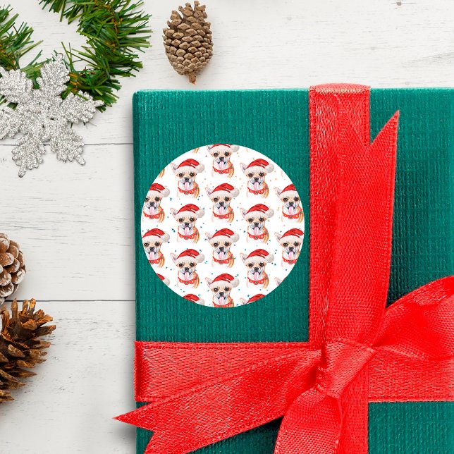 Chihuahua Breed Watercolor Dog Muster Weihnachten Runder Aufkleber (Von Creator hochgeladen)