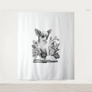 Chihuahua Buch Kaffee Tee Lesen Wandteppich