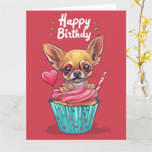 Chihuahua Cartoon Anime Cupcake Paws Karte