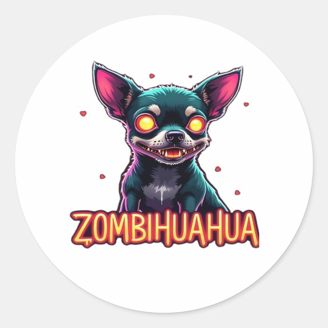 Chihuahua Chi Chichi Chiwawa Zombie Dog Halloween Runder Aufkleber (Vorderseite)