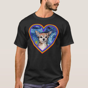 Chihuahua Chihuahua in einem Regenbogenherz T-Shirt