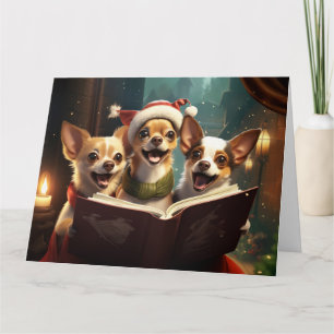 Chihuahua Christmas Carolers Fun Holiday Karte