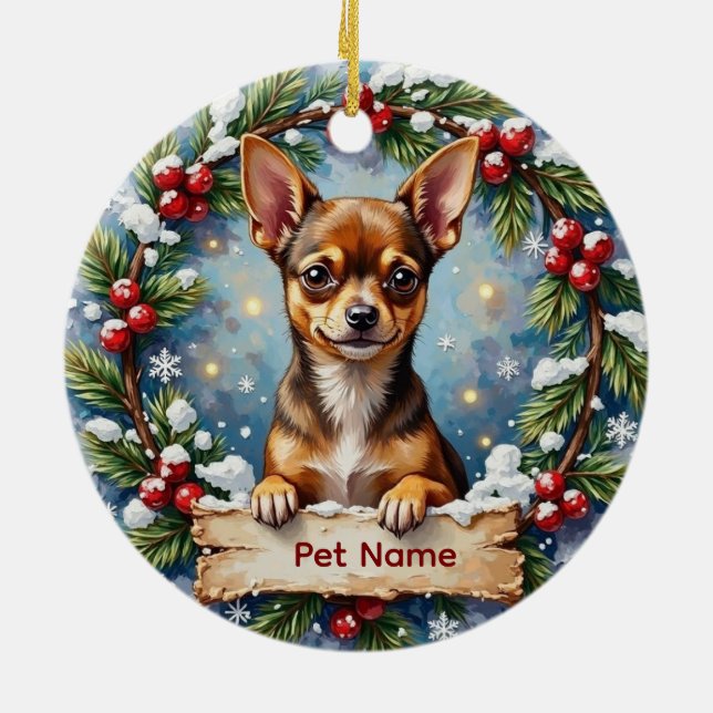 Chihuahua Christmas Keramik Ornament (Hinten)