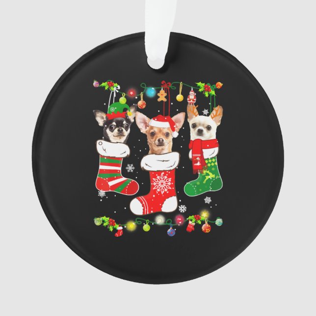 Chihuahua Christmas Lights Ornament (Vorderseite)