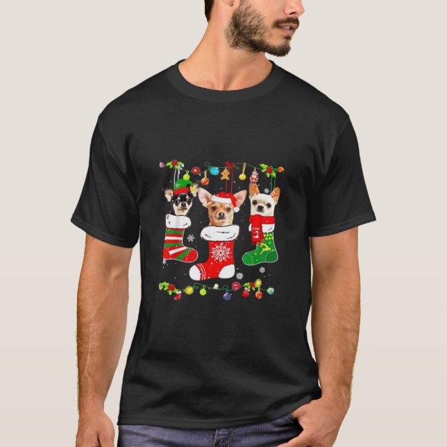 Chihuahua Christmas Lights Xmas Dog Classic T-Shir T-Shirt (Vorderseite)