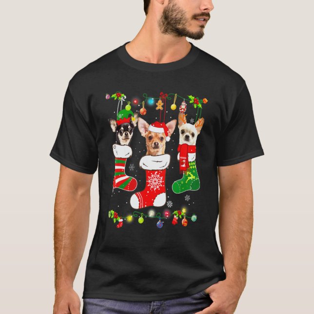 Chihuahua Christmas Lights   Xmas Dog T-Shirt (Vorderseite)