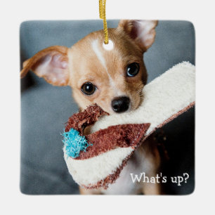 Chihuahua Christmas Ornament Square Personalized