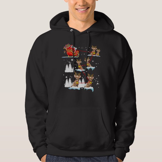 Chihuahua Christmas Pajama Reindeer Dog Hoodie (Vorderseite)