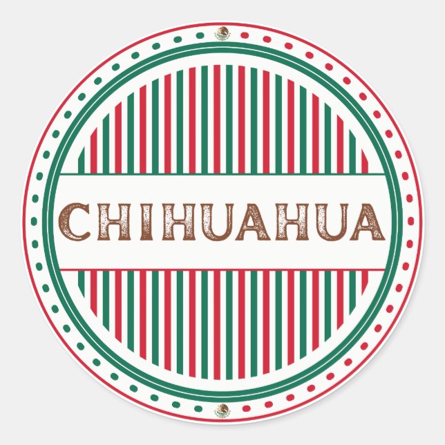Chihuahua City Pride Emblem – Mexican Identity Runder Aufkleber (Vorderseite)