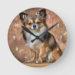 Chihuahua Clock Runde Wanduhr
