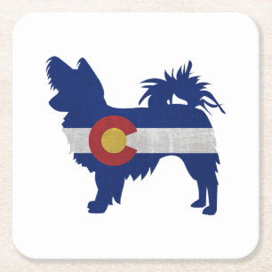 Chihuahua Colorado Flag Silhouette Rechteckiger Pappuntersetzer