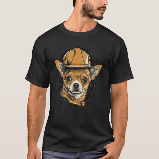 Chihuahua Construction Worker Construction Excavat T-Shirt (Vorderseite)