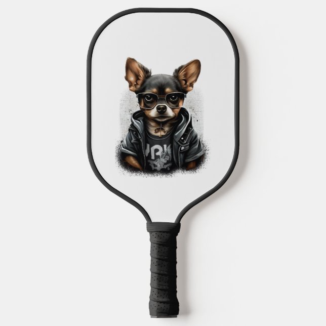 Chihuahua Cool Dog Rap Angesagt-Hop Gangster Pickleball Schläger (Vorderseite)