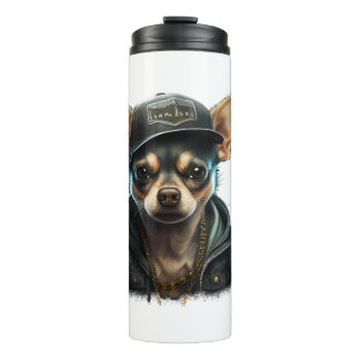 Chihuahua Cool Dog Rap Angesagt-Hop Gangster Thermosbecher