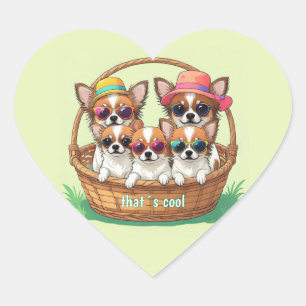 Chihuahua Coole Welpen Herz-Aufkleber