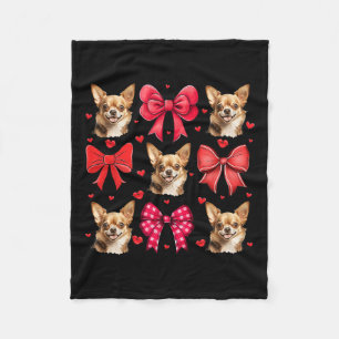 Chihuahua Coquette Bow Welpe Lover Dog Mama Valent Fleecedecke