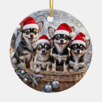 Chihuahua Cute Christmas Holiday Keramik Ornament