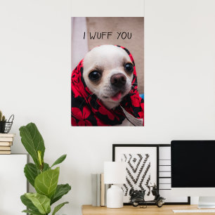 Chihuahua cute I wuff you love Valentines Poster