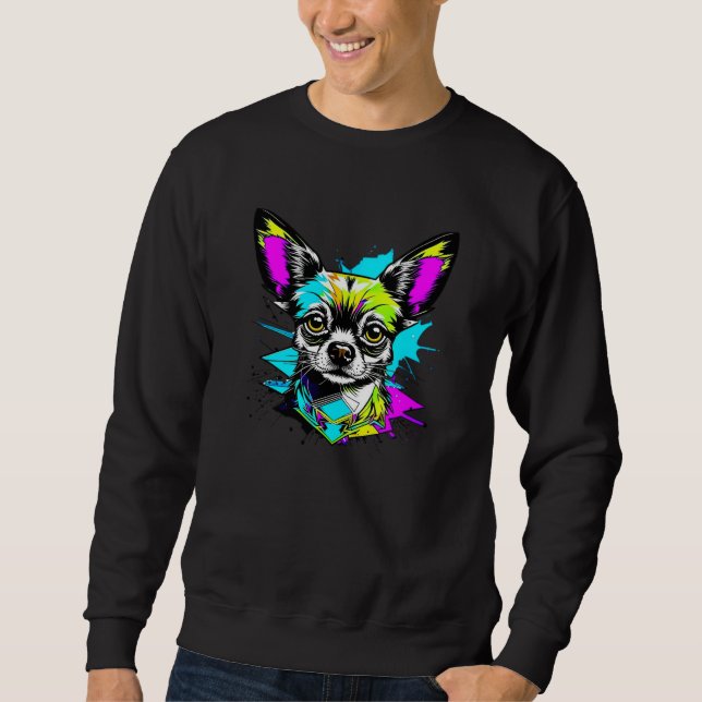Chihuahua Cyberpunk Art Dog Lover Sweatshirt (Vorderseite)