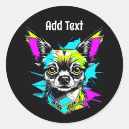 Chihuahua Cyberpunk Art Personalisiert Runder Aufkleber