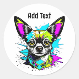 Chihuahua Cyberpunk Art Personalisiert Runder Aufkleber