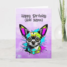 Chihuahua Cyberpunk-Stil Personalisiert Geburtstag Karte