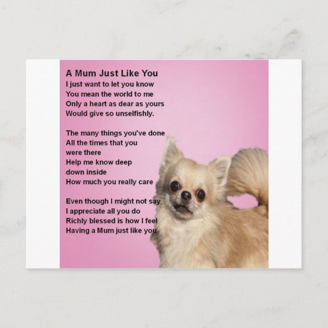 chihuahua Design - Mama Gedicht Postkarte (Vorderseite)